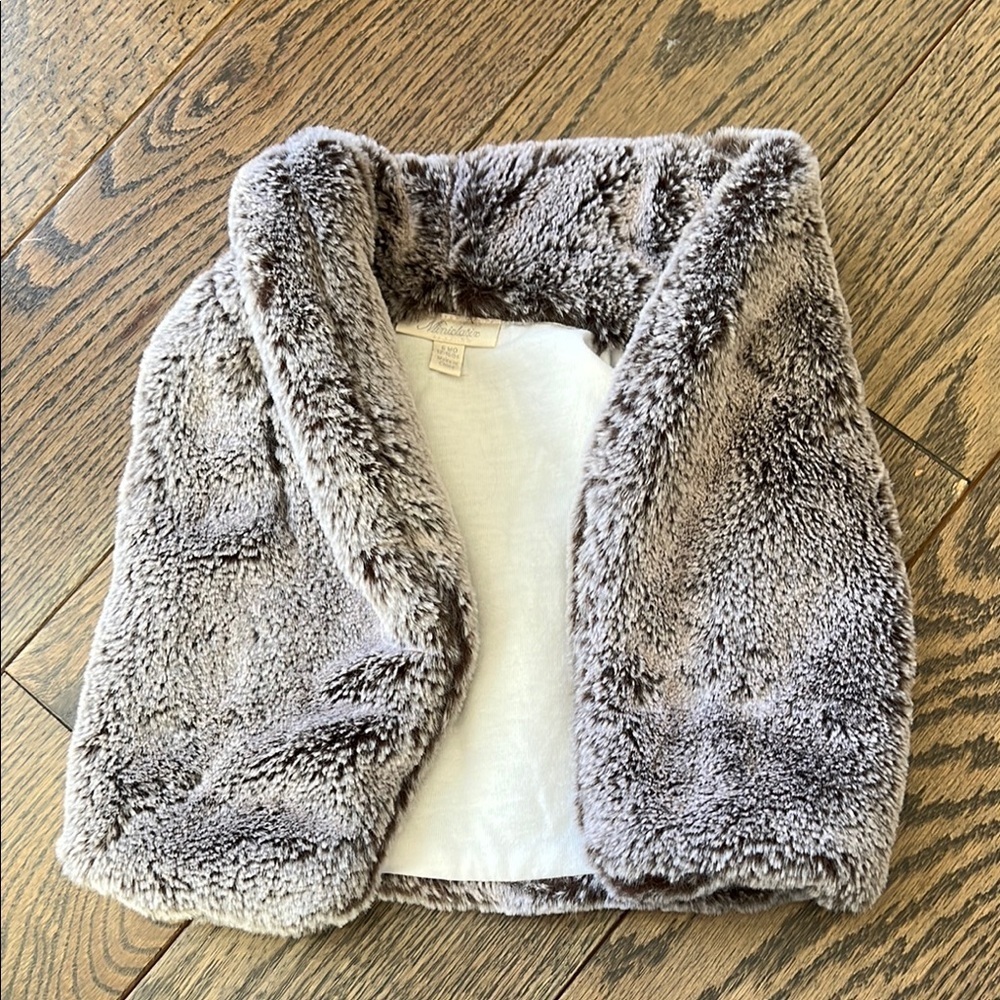 Gray Plush Faux Fur Vest miniclasix 6 months baby euc sale